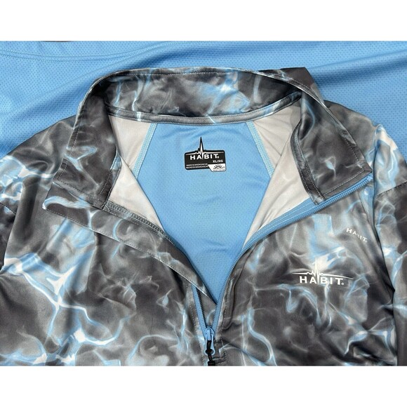 Habit Alaskan Blue Waves Men's Long Sleeve 1/4 Zip Performance Layer Pullover XL - Picture 5 of 6